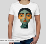Women's Fitted Graphic Tee – Abstract Portrait Design
