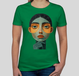 Women's Fitted Graphic Tee – Abstract Portrait Design